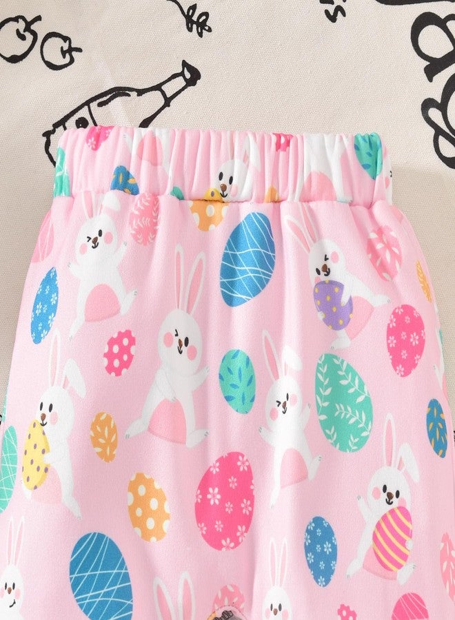 KOZBY 6-12 Months Baby Girl My First Easter Bunny Eggs Printed Clothes Infant Doll Collar Long Sleeve Rabbit Outfits Pant Sets White - Image 5
