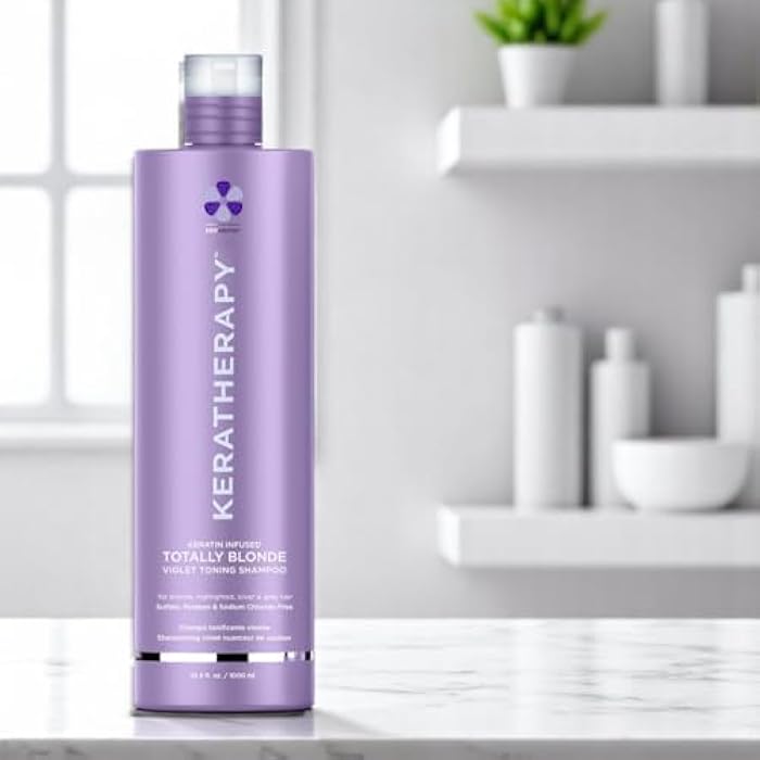 KERATHERAPY Keratin Infused Totally Blonde Violet Toning Shampoo, 33.8 fl. oz., 1000 ml - Violet Shampoo for Blonde Color Treated Hair, Brassy, Silver, & Highlighted - Sulfate & Paraben Free - Image 2