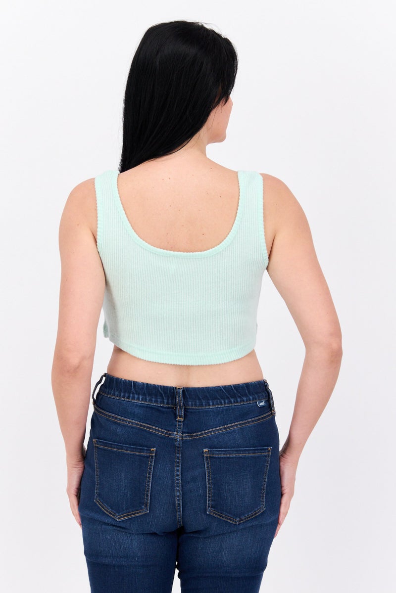 ONLY Women U Neck Sleeveless Ribbed Sleeveless Tops, Mint Green - Image 4
