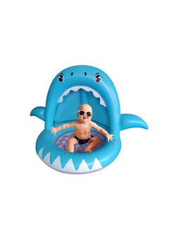 Baby Pool Shark Splash Toddlers Swimming Pool with Canopy Portable Inflatable Kiddie Paddling Pool with Water Sprinkler Indoor&Outdoor Water Game Play Center for Kids
