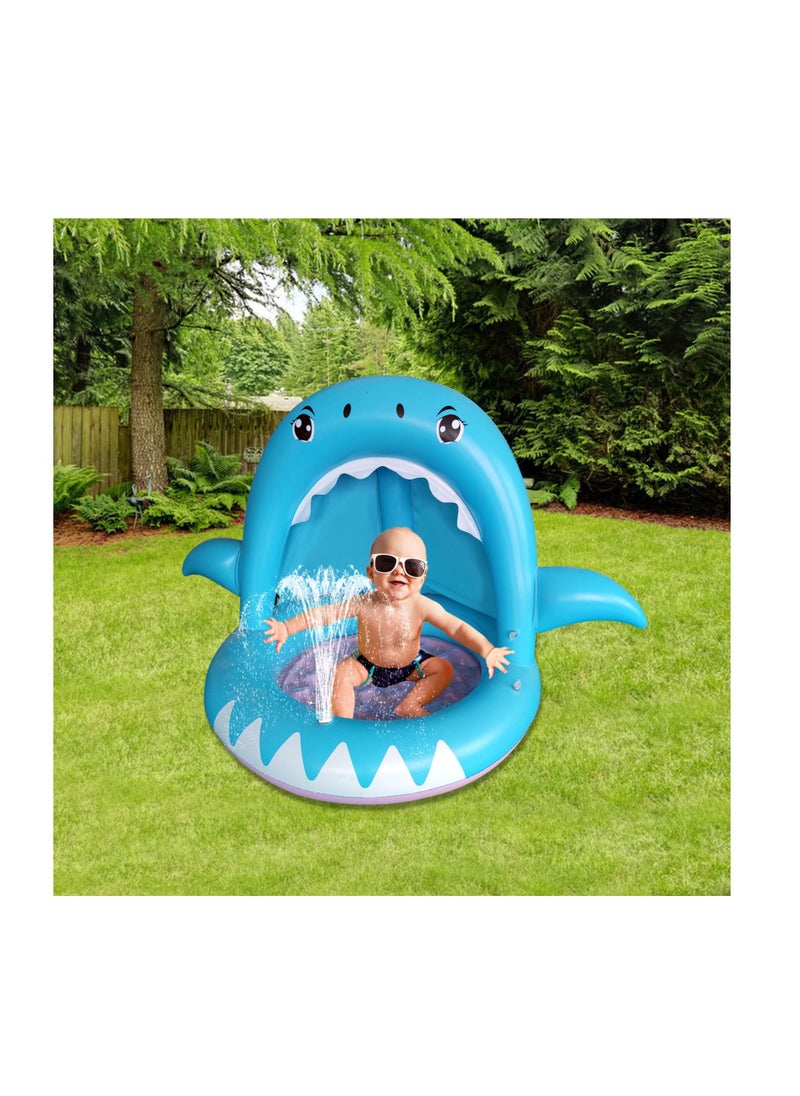 Generic - Baby Pool Shark Splash Toddlers Swimming Pool with Canopy Portable Inflatable Kiddie Paddling Pool with Water Sprinkler Indoor&Outdoor Water Game Play Center for Kids - Image 1