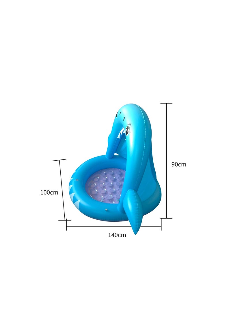 Generic - Baby Pool Shark Splash Toddlers Swimming Pool with Canopy Portable Inflatable Kiddie Paddling Pool with Water Sprinkler Indoor&Outdoor Water Game Play Center for Kids - Image 1