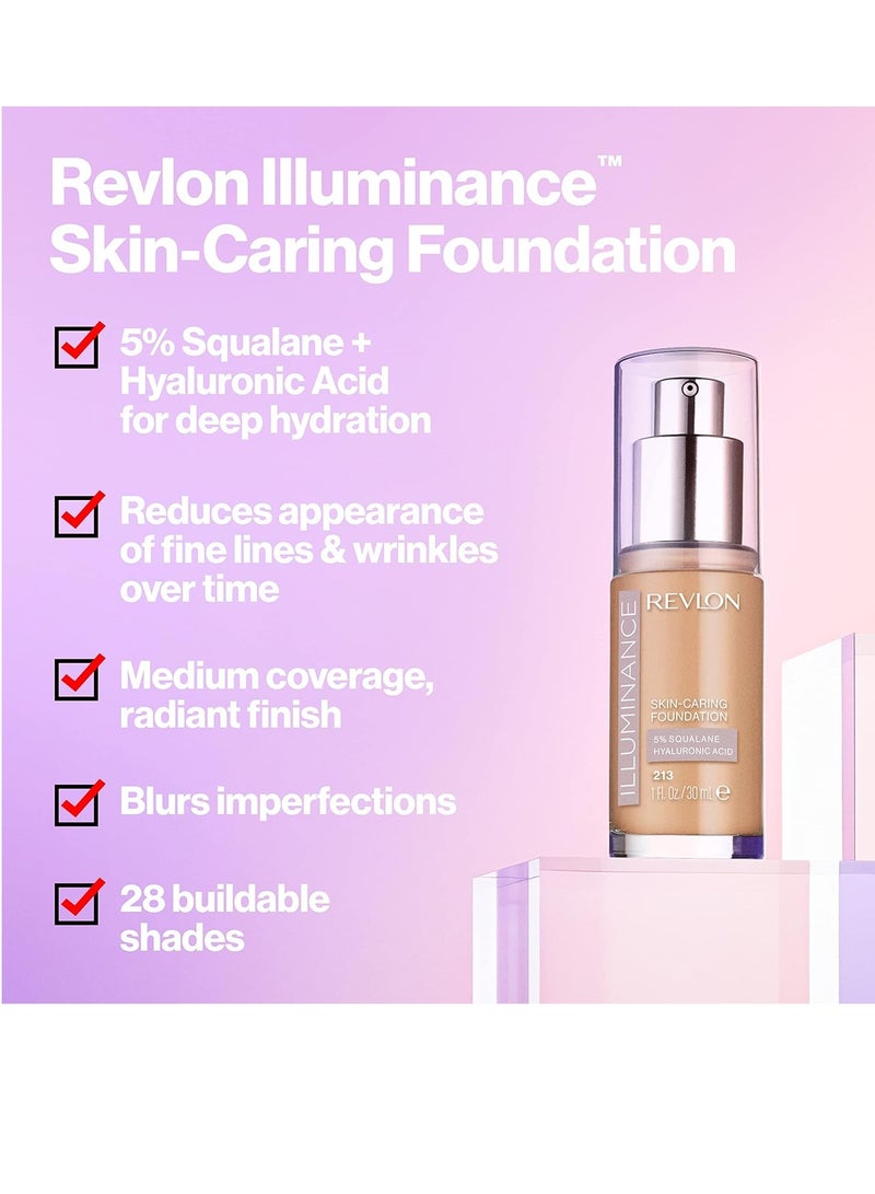Revlon Illuminance Skin-Caring Liquid Foundation, Hyaluronic Acid, Hydrating and Nourishing Formula with Medium Coverage, 201 (Pack of 1) Creamy Natural - Image 2