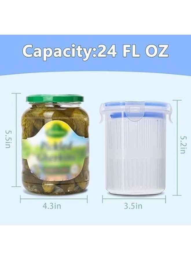 My souq Pickle and Olive Jar Container with Lift-Up Strainer and Handle - Airtight Food Storage Keeper for Kitchen and Fridge - Image 1
