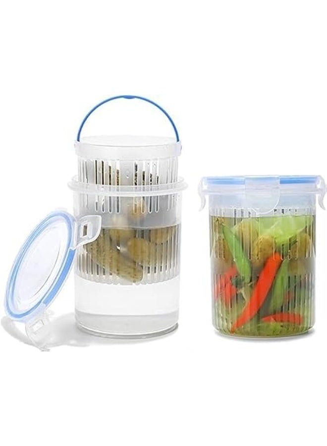 My souq Pickle and Olive Jar Container with Lift-Up Strainer and Handle - Airtight Food Storage Keeper for Kitchen and Fridge - Image 3