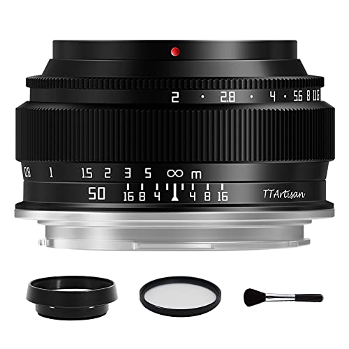 TTArtisan 50mm F2 Full Frame Large Aperture Manual Portrait Lens for Fuji X XF Mount Camera XT4 XT10 XT20 XT30 XT200 XS10 XA3 XA5 X100V XE2 XE2S XE3 Black - Image 1