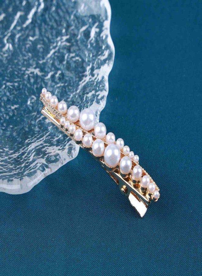 مشبك شعر عتيق من اللؤلؤ من Yheakne - قطعة رأس معدنية مزخرفة بدبابيس ذهبية للنساء والفتيات - Image 3