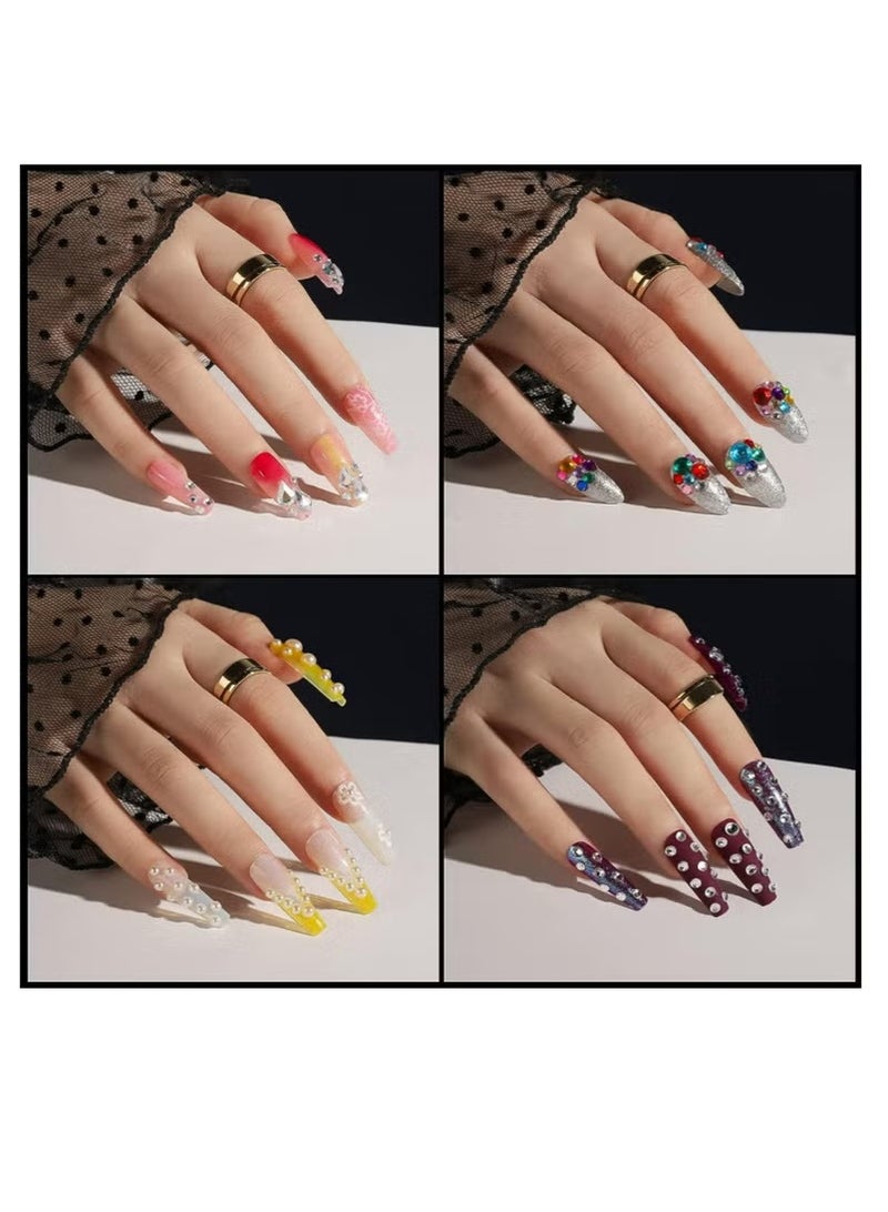 4 أوراق من أحجار الراين ذاتية اللصق للوجه لمهرجان المكياج، ملصقات أحجار الراين اللؤلؤية للوجه والشعر والعين - Image 4