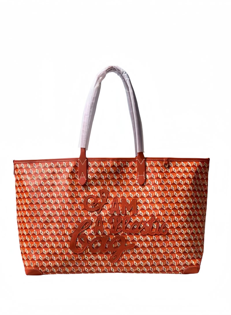 Anya Hindmarch I Am A Plastic Bag Large Tote Bag (Orange) - Image 1
