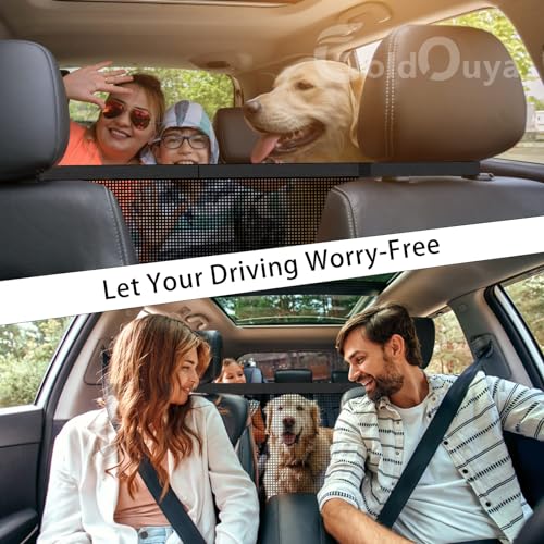GoldOuya Car Dog Net Barrier, 21 x 21 in Adjustable Mesh Obstacle Car Dog Barrier Net Car Back Seat Pet Fence Car Pet Isolation Protective Network, Easy to Install and Clean - Image 2