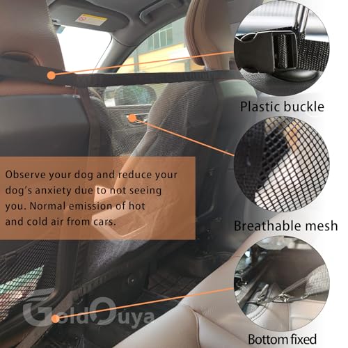 GoldOuya Car Dog Net Barrier, 21 x 21 in Adjustable Mesh Obstacle Car Dog Barrier Net Car Back Seat Pet Fence Car Pet Isolation Protective Network, Easy to Install and Clean - Image 3