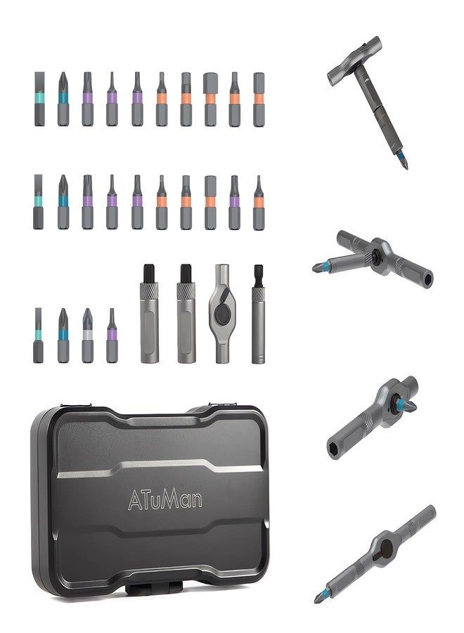 ATuMan 24 in 1 Ratchet Screwdriver Set with Detachable Handle, S2 Alloy Steel Precision Bits, Magnetic Ratcheting Screwdriver with Case for Bicycle, Computer, Electronics Repair, Ideal for Home, DIY - Image 1