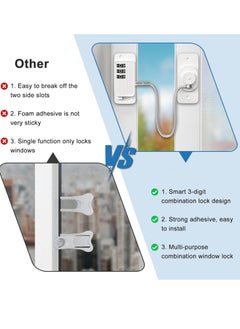 BIGTHREE Window Safety Lock Self Adhesive, 2 Pcs Window Security Password Lock, Child and Pet Safety Cable Lock, Versatile Restrictor for Windows, No Drilling Kids Refrigerator Lock  - Image 2