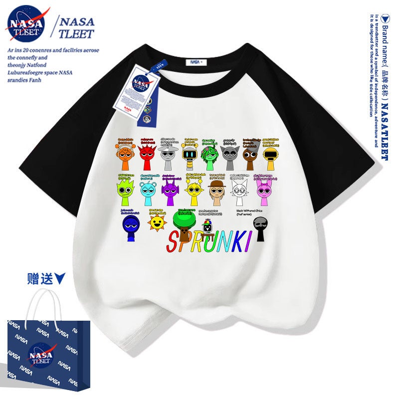 Nasa Joint Sprunki Music Rhythm Box Clothes Boys Short-Sleeved T-Shirt Children'S Cotton Top Girls Summer - Image 4
