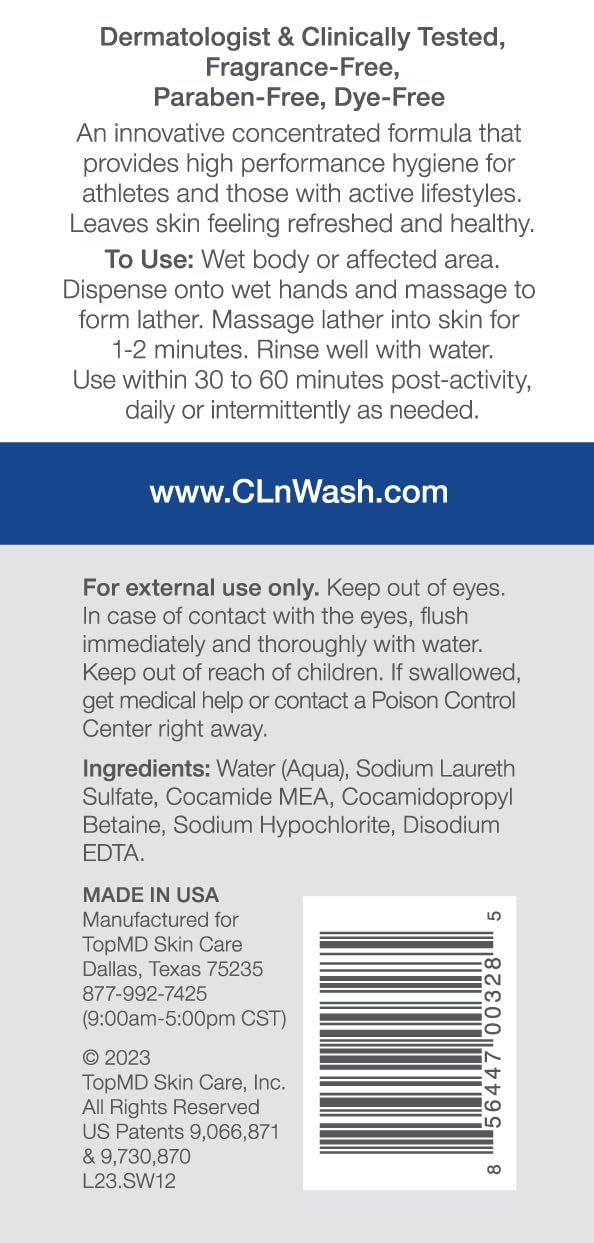 CLn SportWash HighPerformance Sport Body Wash For Men Women Prone to Body Odor Foot Odor Ringworm Folliculitis Back Acne FragranceFree ParabenFree 12 fl oz - Image 2
