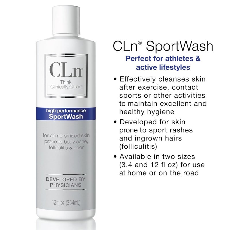 CLn SportWash HighPerformance Sport Body Wash For Men Women Prone to Body Odor Foot Odor Ringworm Folliculitis Back Acne FragranceFree ParabenFree 12 fl oz - Image 4