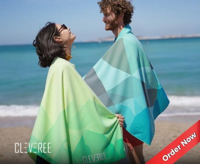 CLEVEREE Beach and Gym Towel for Men Women - Microfiber Swimming Pool Towel - Fast-Drying With Carry Bag - Extra Large 150x90 cm and 50x25 cm (Green Neon) Gulf approved global quality - Image 3