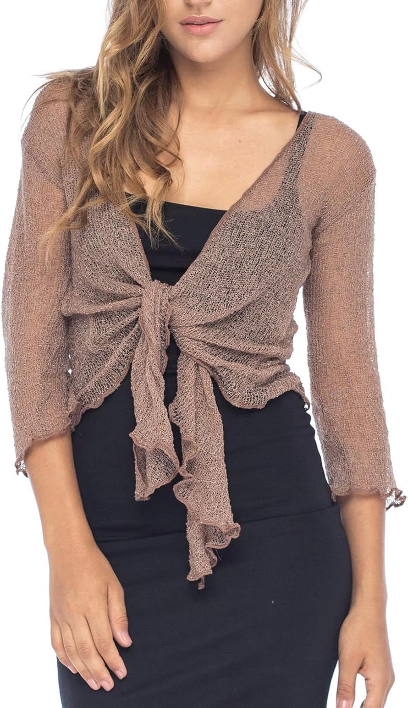 Back From Bali Womens Sheer Shrug Cardigan Lightweight Knit - Image 1