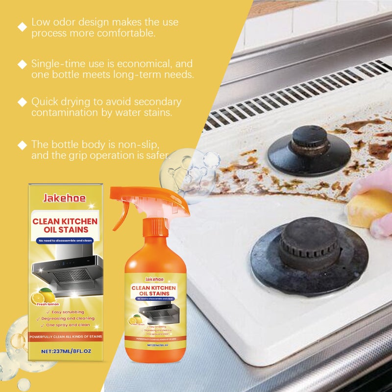 Jakehoe Kitchen Grease Cleaner Stove And Range Hood Grease Remover Gentle Formula Household Cleaning Agent - Image 5
