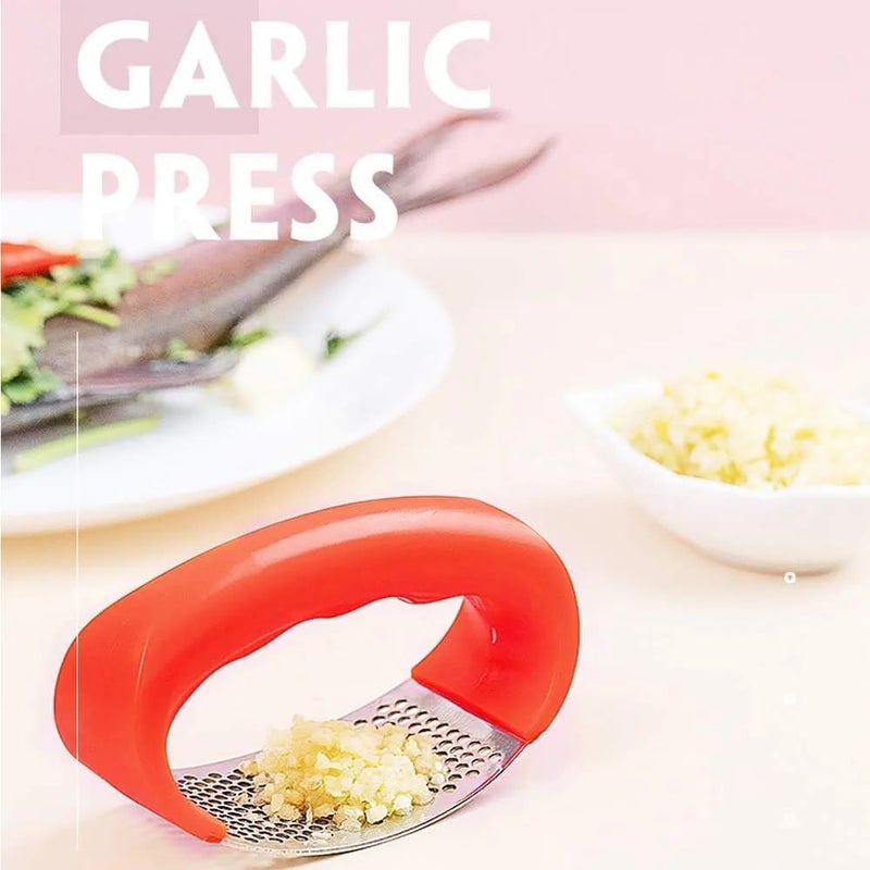 Curve Garlic Press Stainless Steel Garlic Crusher with Curve Handle Manual Garlic Mincer Tool Kitchen Tool Garlic Squeezer  - Image 5