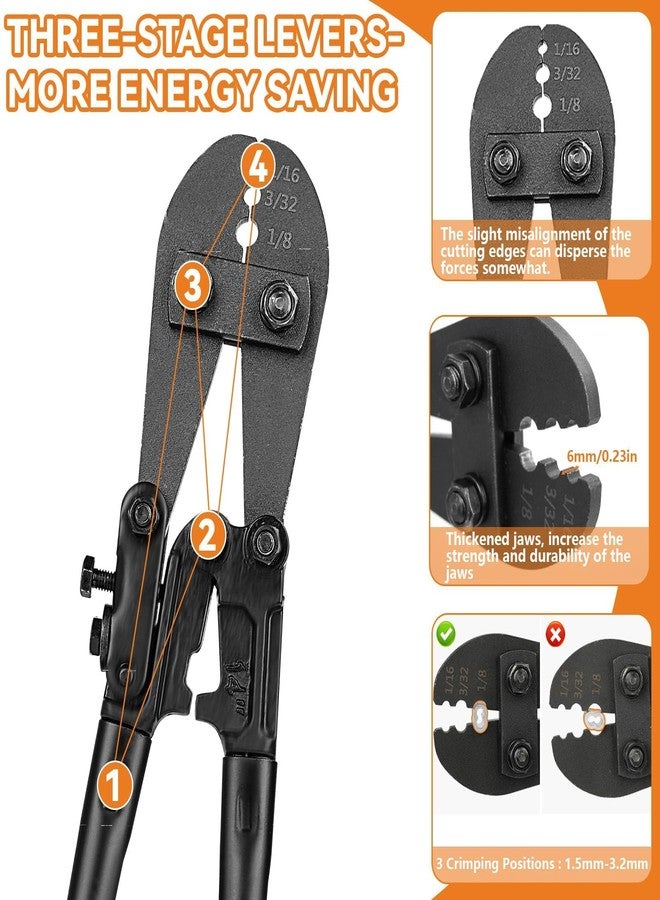 TooTaci Wire Rope Crimping Tool, Wire Rope Swaging Tool for Aluminum Oval Sleeves, Double Sleeves, Crimping Loop sleeve from 1/16-inch to 1/8-inch, Cable Crimper - Image 5