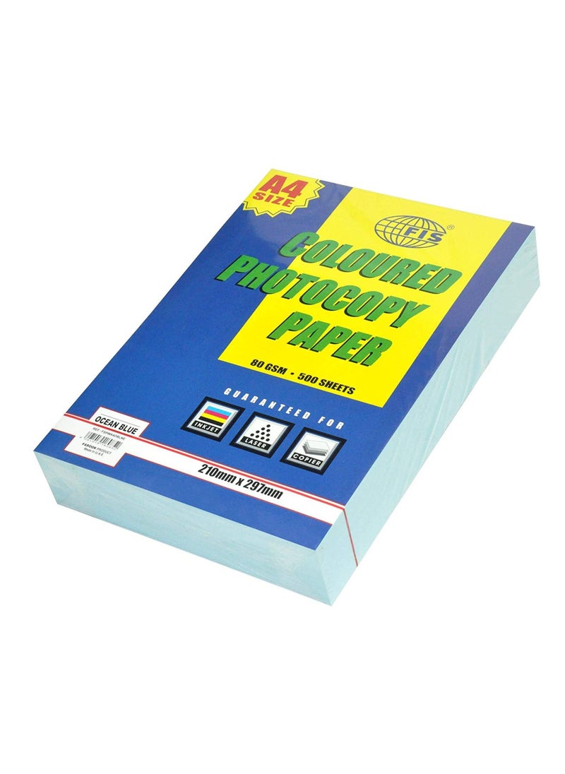 FIS FIS Pastel Color Photocopy Paper, 500 Sheets, 80 gsm, Pastel Ocean Blue Color, A4 Size - FSPWA4OBLNE 