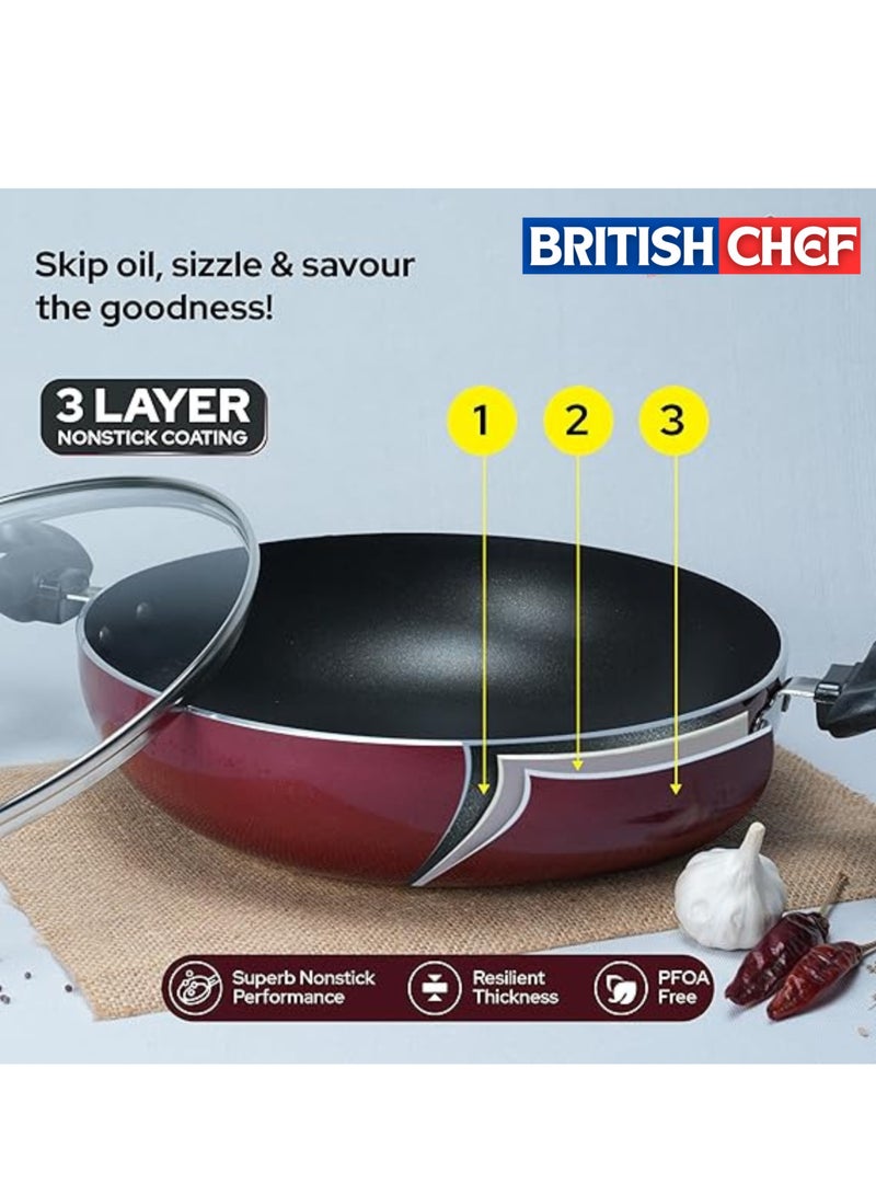 British Chef 4 Piece Nonstick Cookware Jumbo Set  | 26cm Tawa , 24cm Fry Pan, 24cm Kadai | Insulated Handle Powered with Premium Grip - Image 3