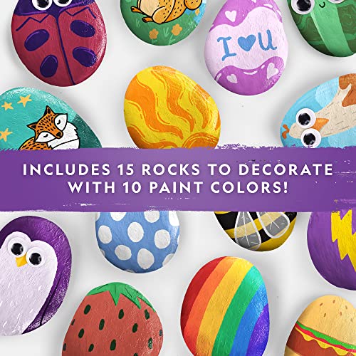 Blue Marble NATIONAL GEOGRAPHIC Rock Painting Kit - Arts and Crafts Kit for Kids, Paint & Decorate 15 River Rocks with 10 Paint Colors & More Art Supplies, Outdoor Toys for Girls and Boys (Amazon Exclusive) - Image 3