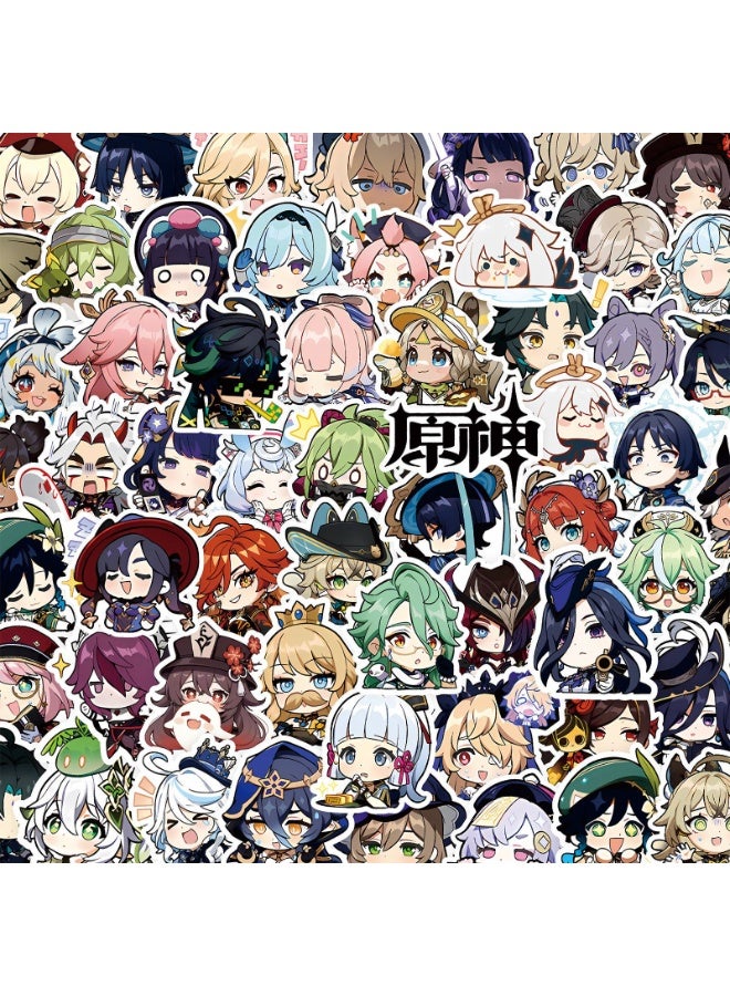 NIBEMINENT 100 Pcs Cartoon Genshin Impact Deco Kit Waterproof Stickers, High Definition Printing Bright Colors, Suitable for Laptop Skateboard Luggage Water Bottle Guitar DIY - Image 1