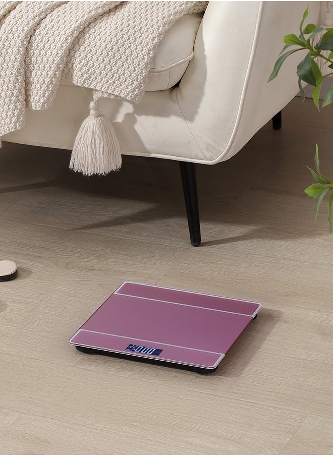 لوازم ميزان جسم - وردي - ميزان رقمي لقياس الوزن بدقة عالية مع شاشة LCD، سعة 180 كجم/400 رطل، تصميم مقاوم للانزلاق - مناسب للاستخدام في المنزل، الحمام، وأماكن اللياقة.  - Image 3