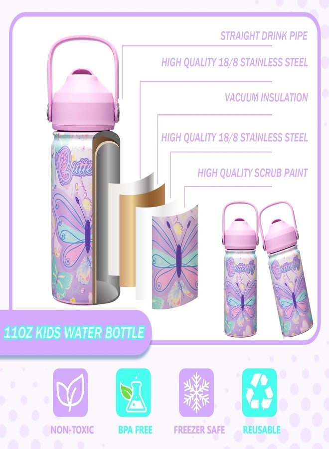 Oruiji Butterfly Lunch Box for Girls Bento Box for Kids with Lunch Bag,Stainless Steel Water Bottle,Ice Pack Set Birthday Gifts for Ages 3-12 Back to School Toddler Girls - Image 4
