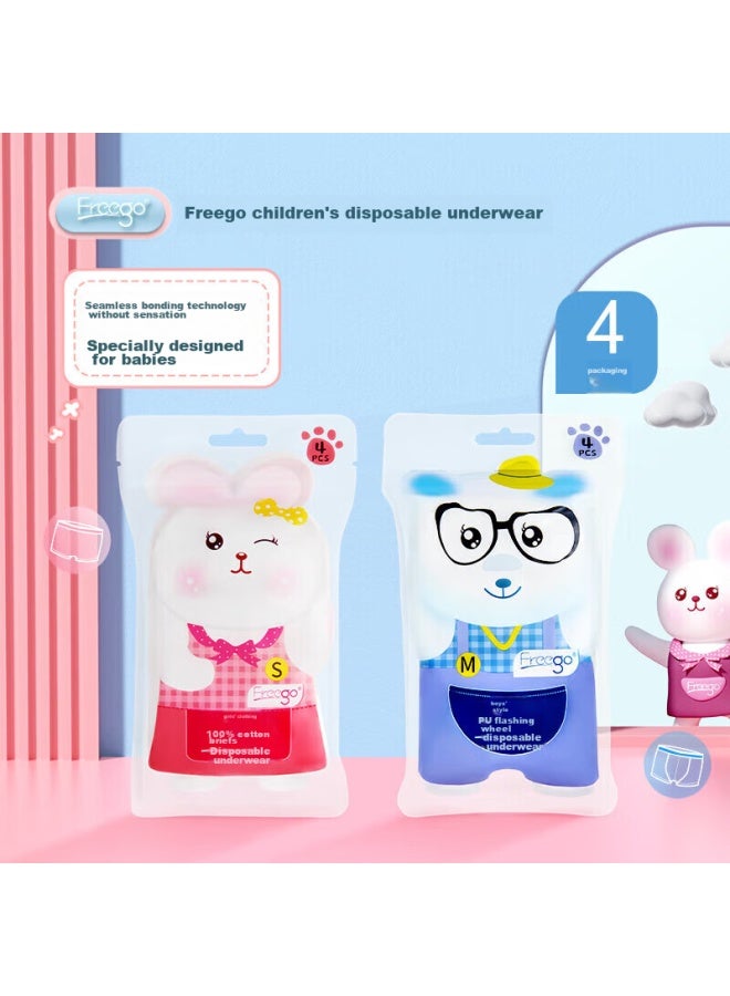 Free Go Freego Children's Disposable Underwear, Boxer Briefs, Pure Cotton, Breathable, Sterilized, For Infants And Toddlers, Portable For Travel, 4-pack, Girls' Small Size M  - Image 3