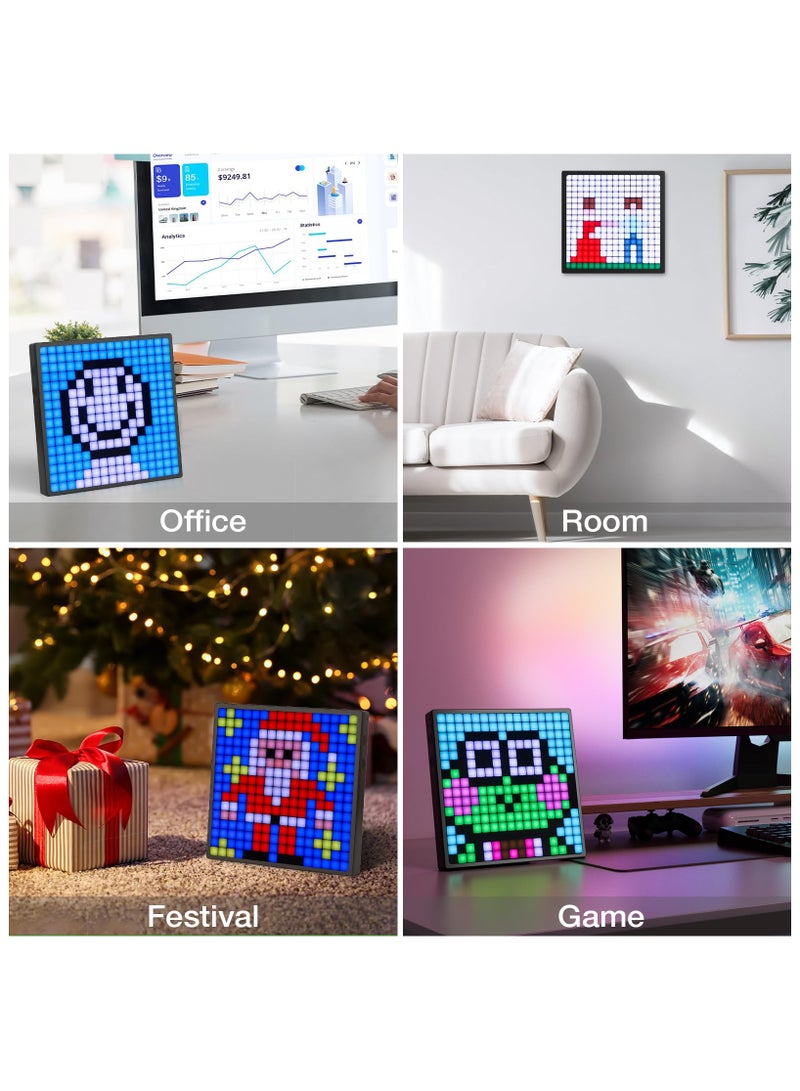 SYOSI LED Pixel Art Display - 16x16 Smart Clock RGB Pixel Matrix Panel DIY Graffiti Animations Patterns Text Programmable LED Sign for Living Room Bedroom Game Room, for Kids Adults - Image 4
