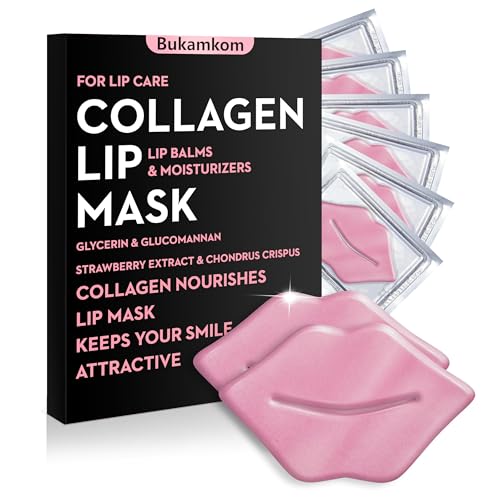 Bukamkom Collagen Pink Lip Mask 20 Pieces,Which can Provide Long-lasting Nourishment,Moisturization,Overnight Lip Mask Individually Wrapped Patch - Image 1