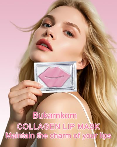 Bukamkom Collagen Pink Lip Mask 20 Pieces,Which can Provide Long-lasting Nourishment,Moisturization,Overnight Lip Mask Individually Wrapped Patch - Image 5