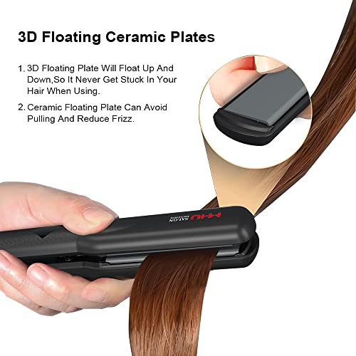 MHU Professional Hair Straightener 2 in 1 Dual Voltage Curling Iron with Floating Plates, 1.25 Inch Wide Ceramic Ionic Flat Iron for Straightening and Curling,Digital Disply,Auto Shut Off, Black - Image 3
