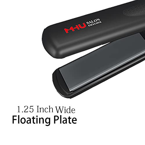 MHU Professional Hair Straightener 2 in 1 Dual Voltage Curling Iron with Floating Plates, 1.25 Inch Wide Ceramic Ionic Flat Iron for Straightening and Curling,Digital Disply,Auto Shut Off, Black - Image 4