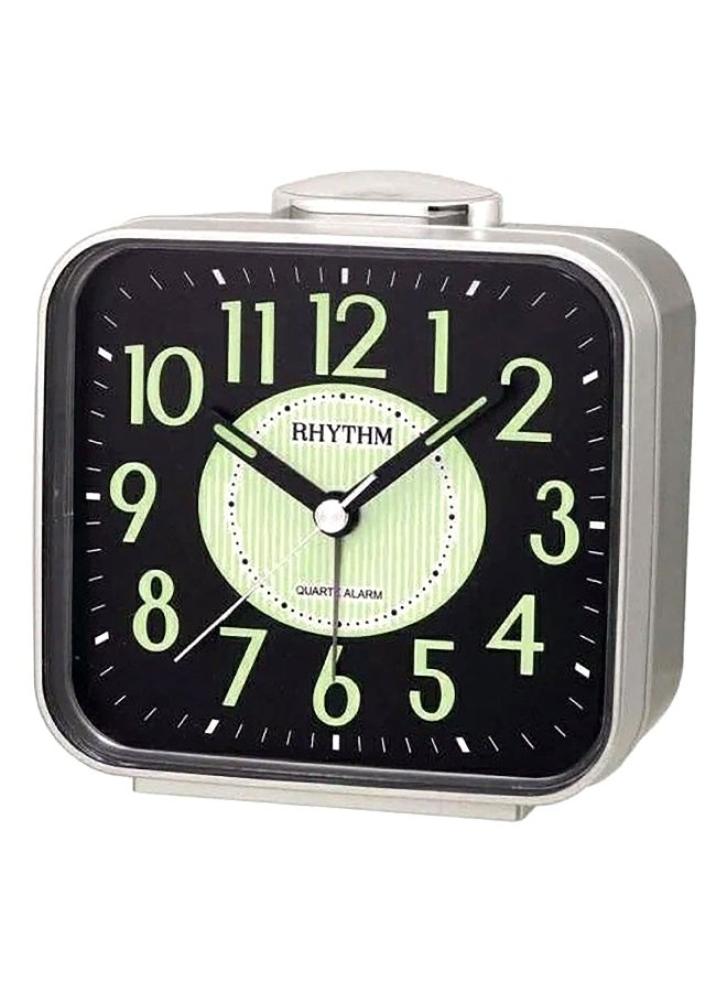 Glow in the Dark Quartz Analog Beep Alarm Clock Silver and Black 9.2 x 9.3 x 5.8 cm