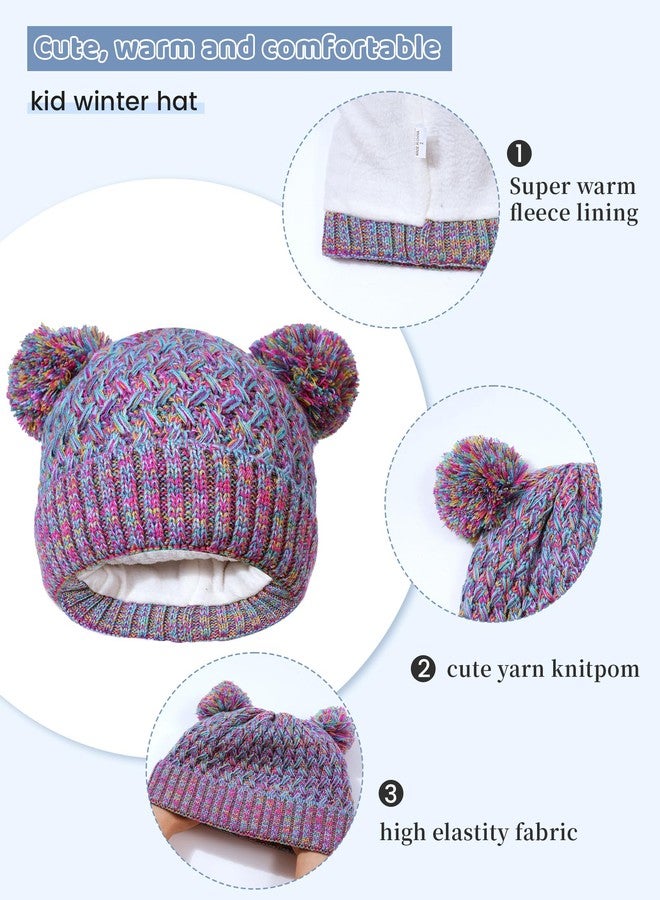 Kajeer Girls Winter Hat Gloves Scarf Set, Kids 2-14 Beanie Cap Pom Pom Neck Warmer Neck Gaiter Fleece Lined,Touch Screen Gloves - Image 3