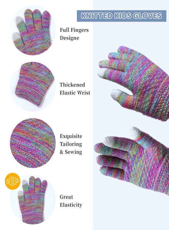 Kajeer Girls Winter Hat Gloves Scarf Set, Kids 2-14 Beanie Cap Pom Pom Neck Warmer Neck Gaiter Fleece Lined,Touch Screen Gloves - Image 4