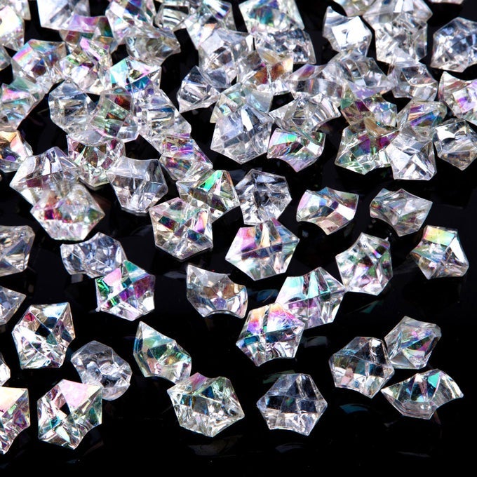 DAZZLING FAKE ICE 150PCS SPARKLING FAKE DIAMONDS IRIDESCENT CLEAR GEM STONES VASE FILLERS DIY CRAFTS WEDDING TABLE SCATTER DECORATION