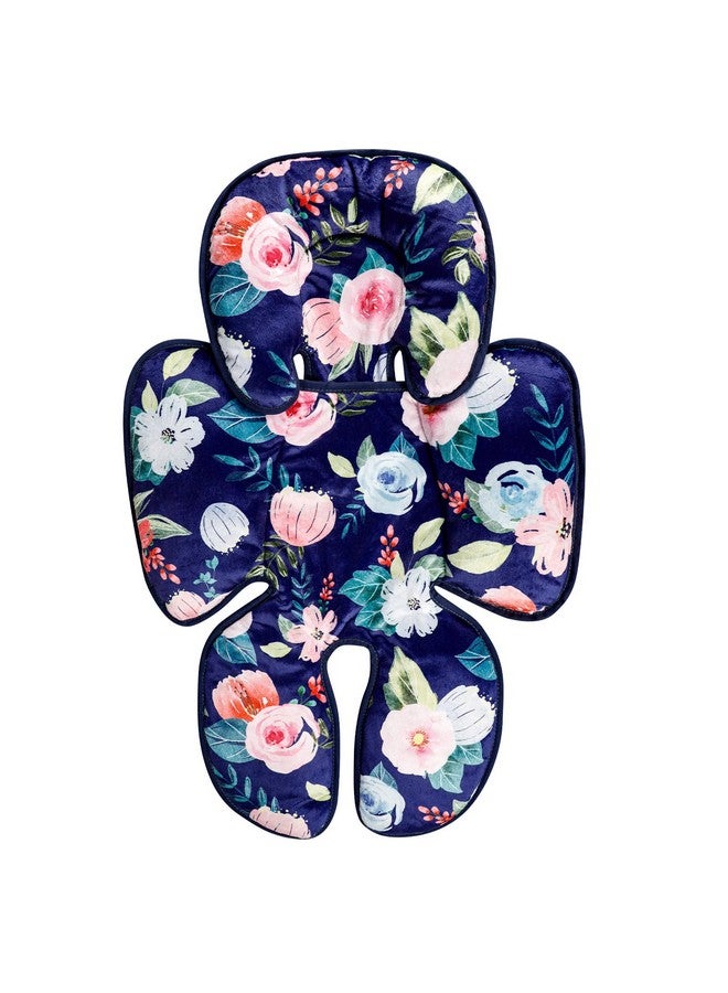 Jundetye Infant Car Seat Insert, 2 in 1 Baby Head and Body Support for Car Seat, Soft Plush Newborn Carseat Cushion for Stroller Bouncer, Blue Floral - Image 1