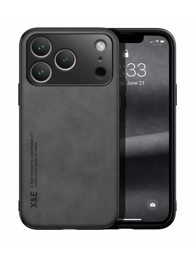 iPhone 17 Pro max Protective Case Made of Elegant, Luxurious Leather -Black - Image 1