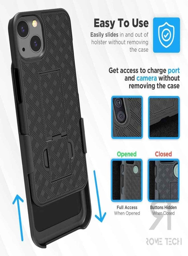 ROME TECH Designed for iPhone 14 Case with Belt Clip Holster - Kickstand Cover Phone Case - Dark Grey - Image 4