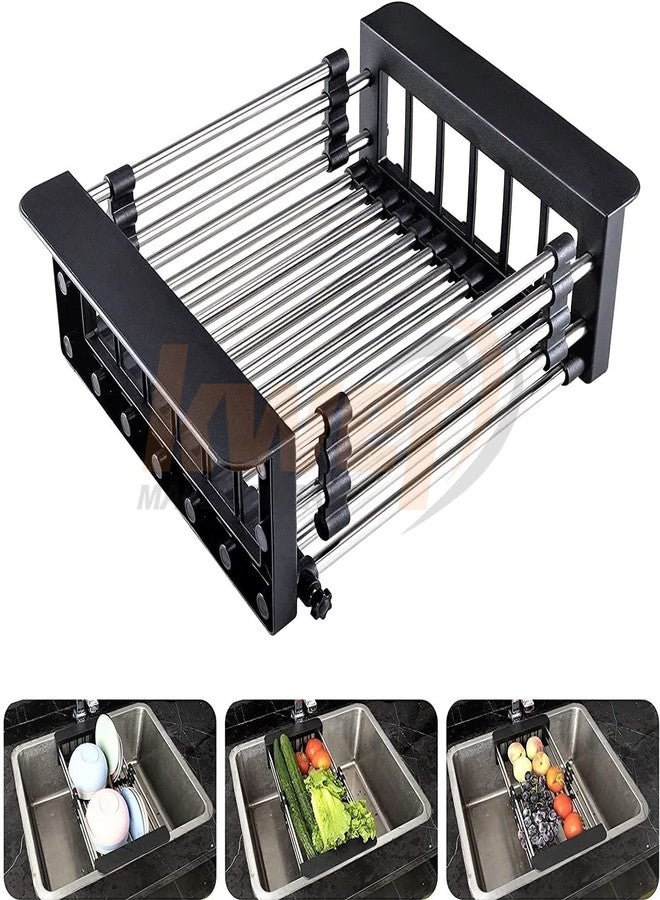 KWER Expandable Dish Drying Rack Steel Dish Drainer Basket for Kitchen Utensils Basket Drainer,Stainless Steel, 2298 x 27.94 x 116 Centimeters - Image 5