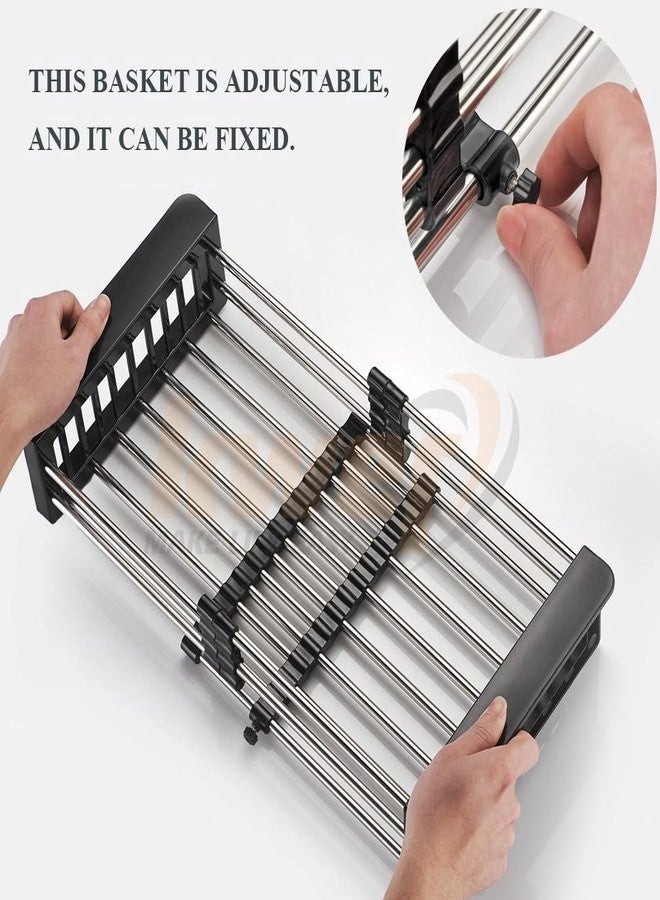 KWER Expandable Dish Drying Rack Steel Dish Drainer Basket for Kitchen Utensils Basket Drainer,Stainless Steel, 2298 x 27.94 x 116 Centimeters - Image 3