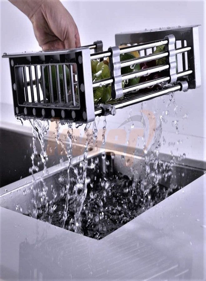 KWER Expandable Dish Drying Rack Steel Dish Drainer Basket for Kitchen Utensils Basket Drainer,Stainless Steel, 2298 x 27.94 x 116 Centimeters - Image 1