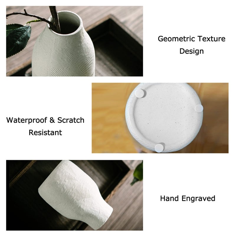 Banllis Ceramic Vases for Home Decor - Matte White Textured Vase Set of 3  Decorative Vases for Flowers  Pampas Grass Arrangement  Table Centerpieces  Office and Living Room Boho Decor - Image 4