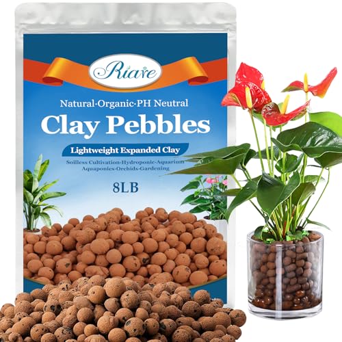 Riare 8 LBS Organic Expanded Clay Pebbles - 4mm-16mm Natural Leca Balls Lightweight Hydroponic Clay Pebbles for Indoor Plants, Hydroponic Growing, Plants Drainage, Aquaponics, Terrarium - Image 1