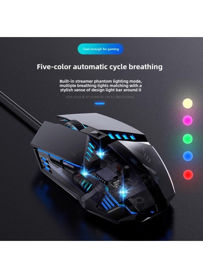 Mouse Wired Mute USB Game Cf Special Mechanical Electric Competition Lol Notebook Internet Cafe Desktop Computer Office-Color:6-button Flagship Version  With Side Buttons  - Image 2